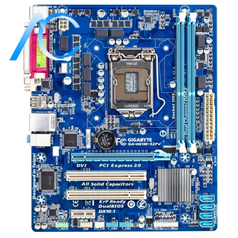 مادربرد دسته دوم گیگابایت مدل MAINBOARD USED GIGABYTE GA-H61M-S2PV مادربرد دسته دوم گیگابایت مدل MAINBOARD USED GIGABYTE GA-H61M-S2PV