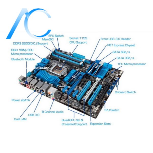مادربرد دسته دوم ایسوس مدل MAINBOARD USED ASUS P8P67 EVO